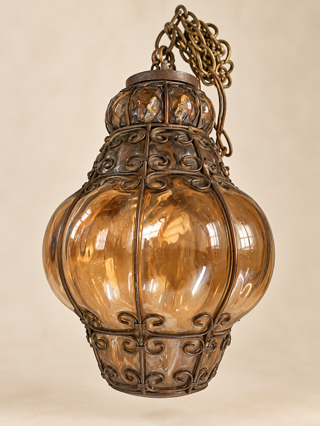 Vintage "Amber" Swag Lamp