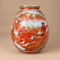 Vintage Tosen Japanese Kutani-Style Vase Red Gold Orange Hand-Painted “Tōsen”