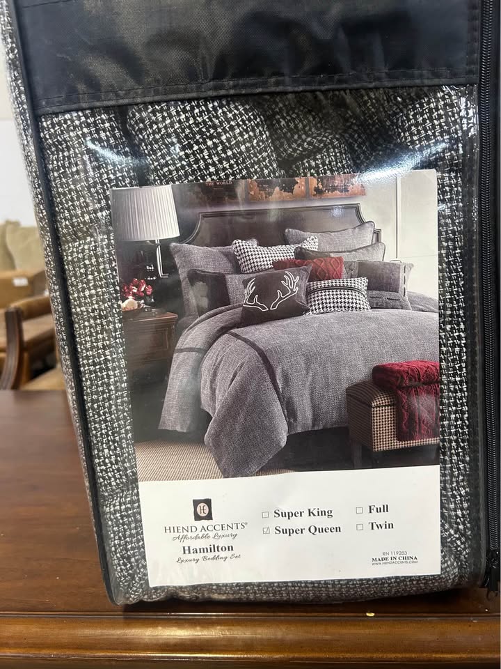 Queen Tweed Black White Comforter Set