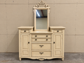 Cream Scalloped Dresser with Mirror