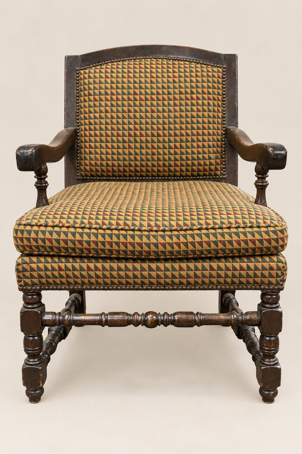 Large Heavy Green Maroon Chair