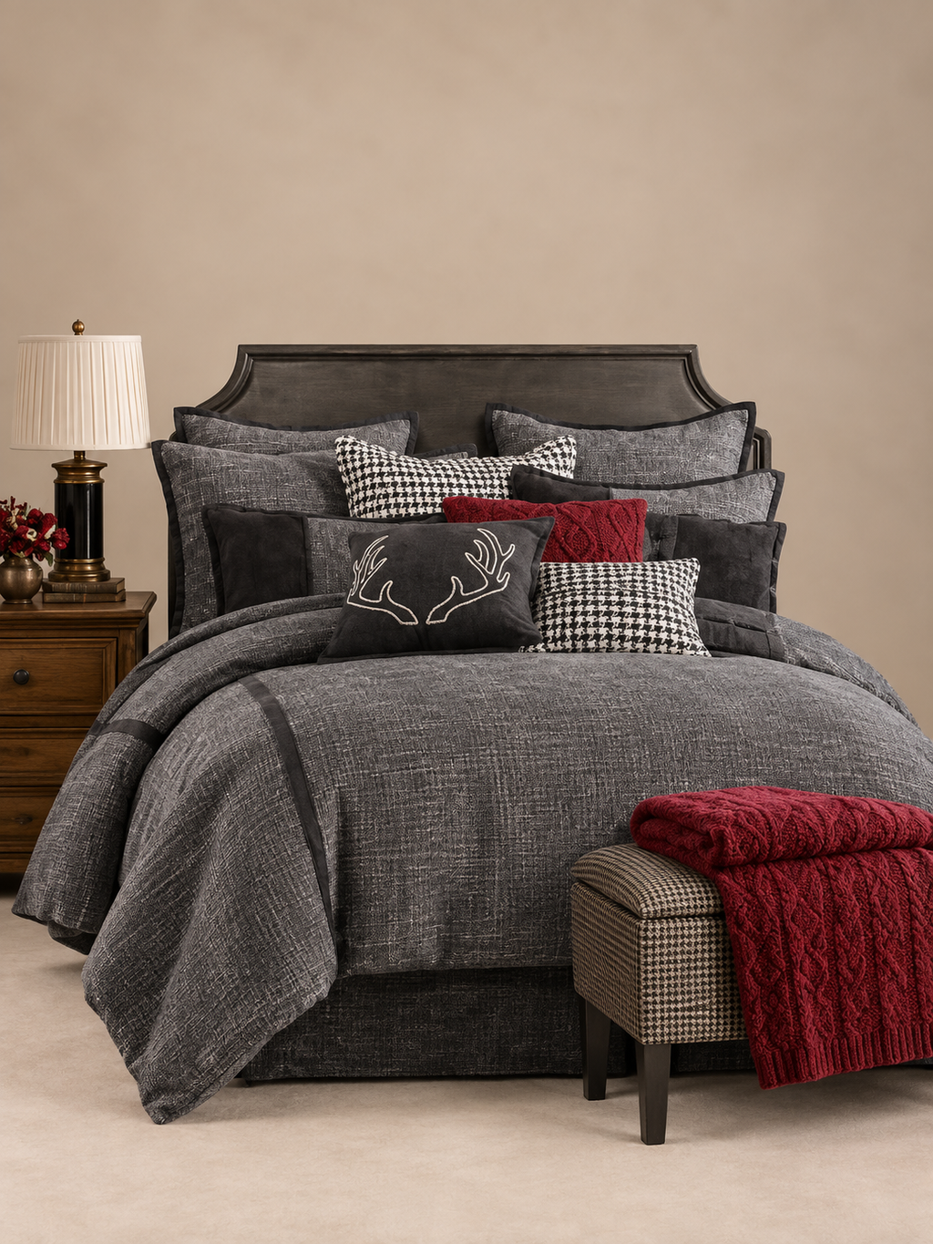 Queen Tweed Black White Comforter Set