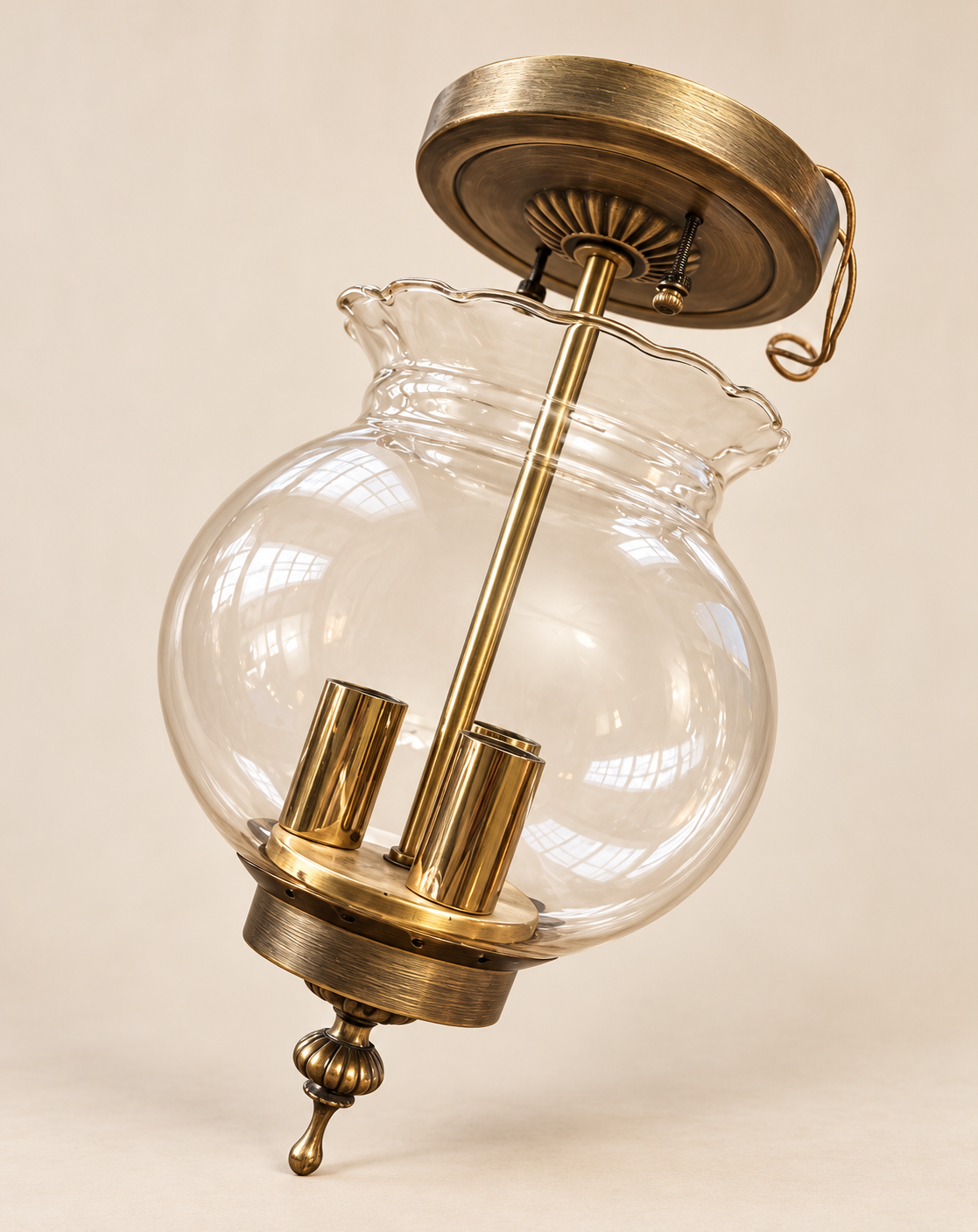 Vintage Brass & Glass Globe Fixture