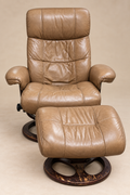 Vintage Soft Leather Reclining Chair with Ottoman